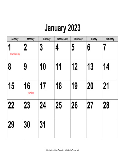 Printable 2023 Calendar Landscape Orientation Printable 2023 Calendar 