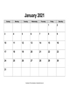 2021 Calendar, Landscape