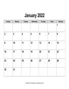 2022 Calendar, Landscape