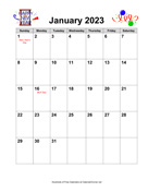 2023 Holiday Graphics Calendar with Holidays