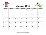 2015 Holiday Graphics Calendar with Holidays, Landscape