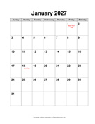 2027 Calendar with Holidays