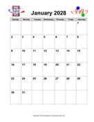 2028 Holiday Graphics Calendar