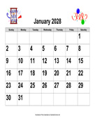 2028 Large-Number Holiday Graphics Calendar, Landscape