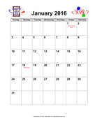 2016 Holiday Graphics Calendar with Holidays