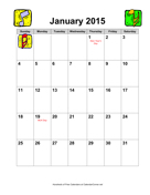 2015 Music Calendar with Holidays