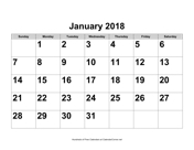 2018 Large-Number Calendar, Landscape