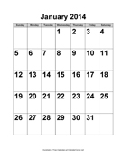 2014 Large-Number Calendar