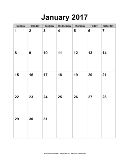 Free 2017 Calendar
