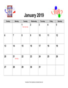 2019 Holiday Graphics Calendar, Landscape with Holidays