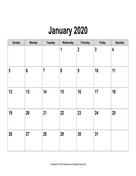 2020 Calendar, Landscape