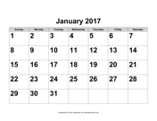 2017 Large-Number Calendar, Landscape