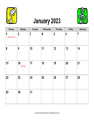 2023 Music Calendar, Landscape with Holidays