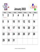 2023 Large-Number Holiday Graphics Calendar, Landscape with Holidays