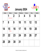 2024 Large-Number Holiday Graphics Calendar, Landscape with Holidays