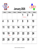 2026 Large-Number Holiday Graphics Calendar, Landscape with Holidays