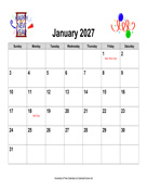 2027 Holiday Graphics Calendar, Landscape with Holidays