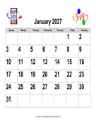 2027 Large-Number Holiday Graphics Calendar, Landscape