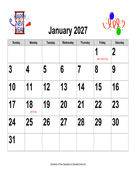 2027 Large-Number Holiday Graphics Calendar, Landscape with Holidays