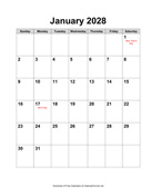 2028 Calendar with Holidays