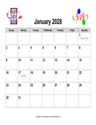 2028 Holiday Graphics Calendar, Landscape with Holidays