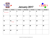 2017 Holiday Graphics Calendar with Holidays, Landscape