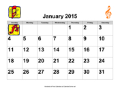 2015 Large-Number Music Calendar, Landscape