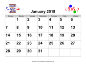2018 Large-Number Holiday Graphics Calendar, Landscape